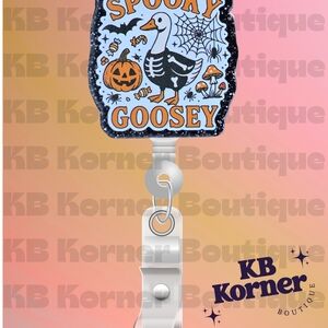 Spooky Goosey Badge Reel - Black and White